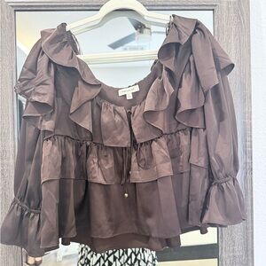 Chocolate Ruffled Blouse